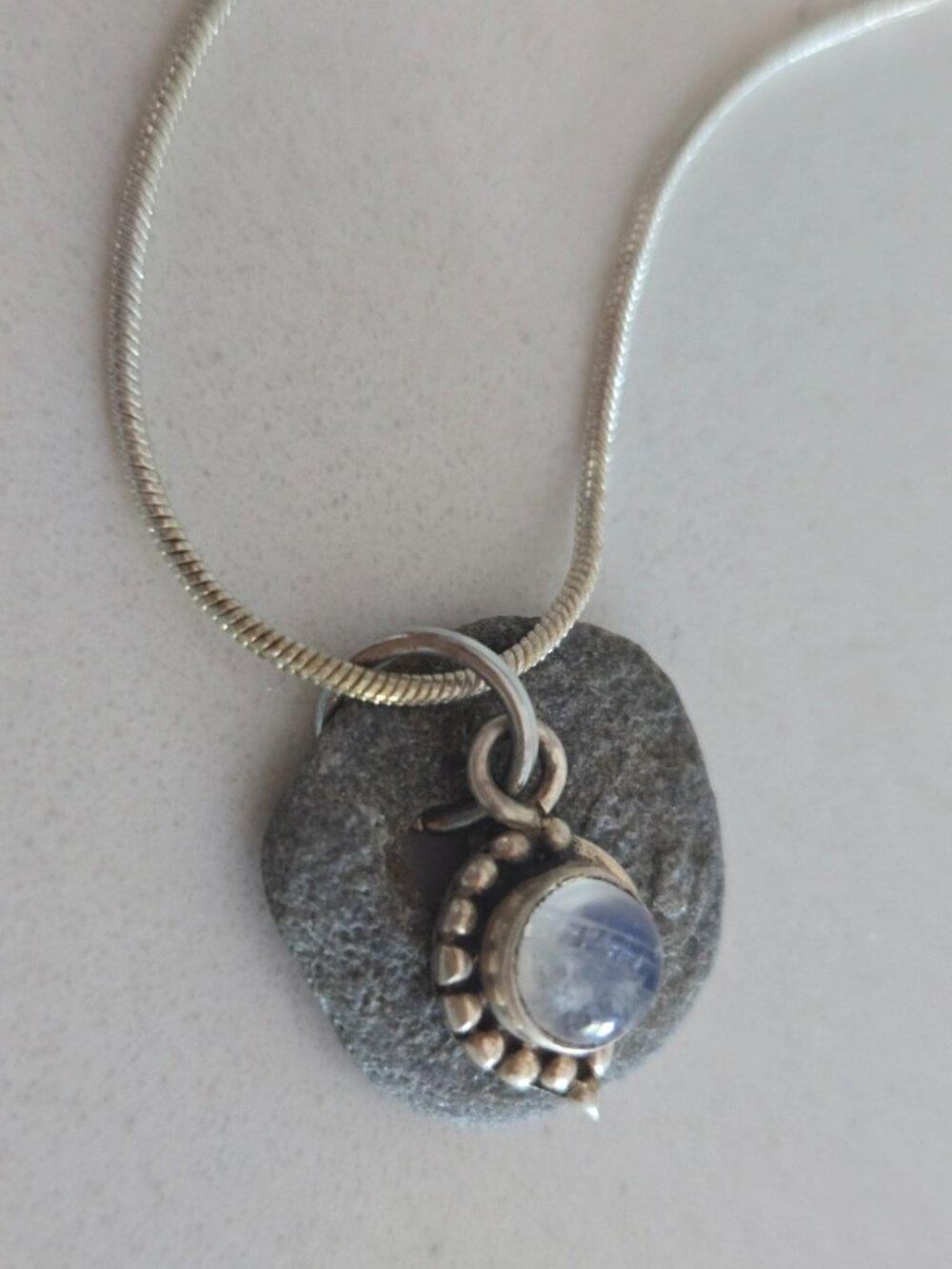 Sterling Silver 925 & Moonstone Pendant & Chain
